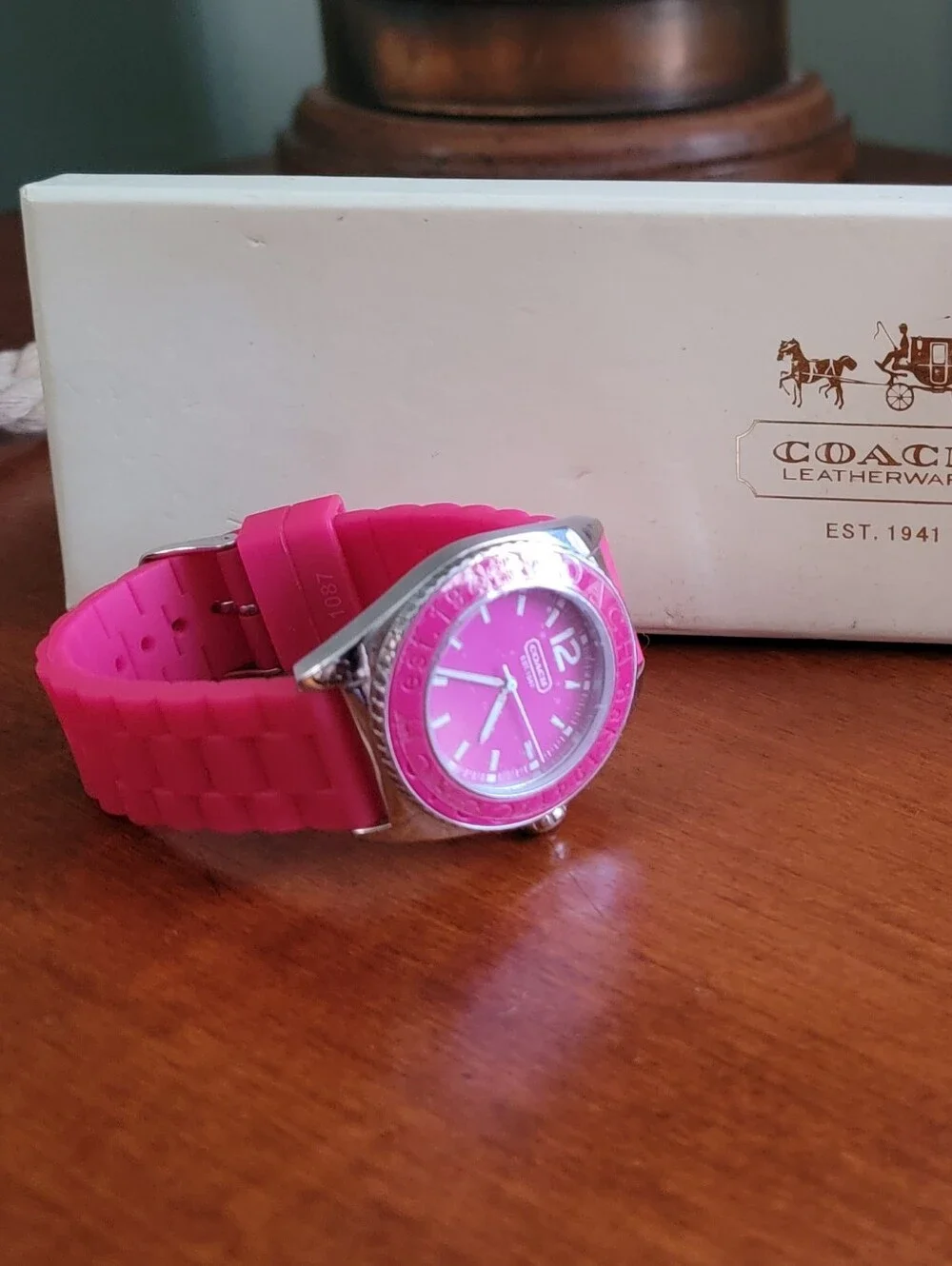Coach Andee Pink Silicone Stainless Steel Watch Box Y2K NWOT